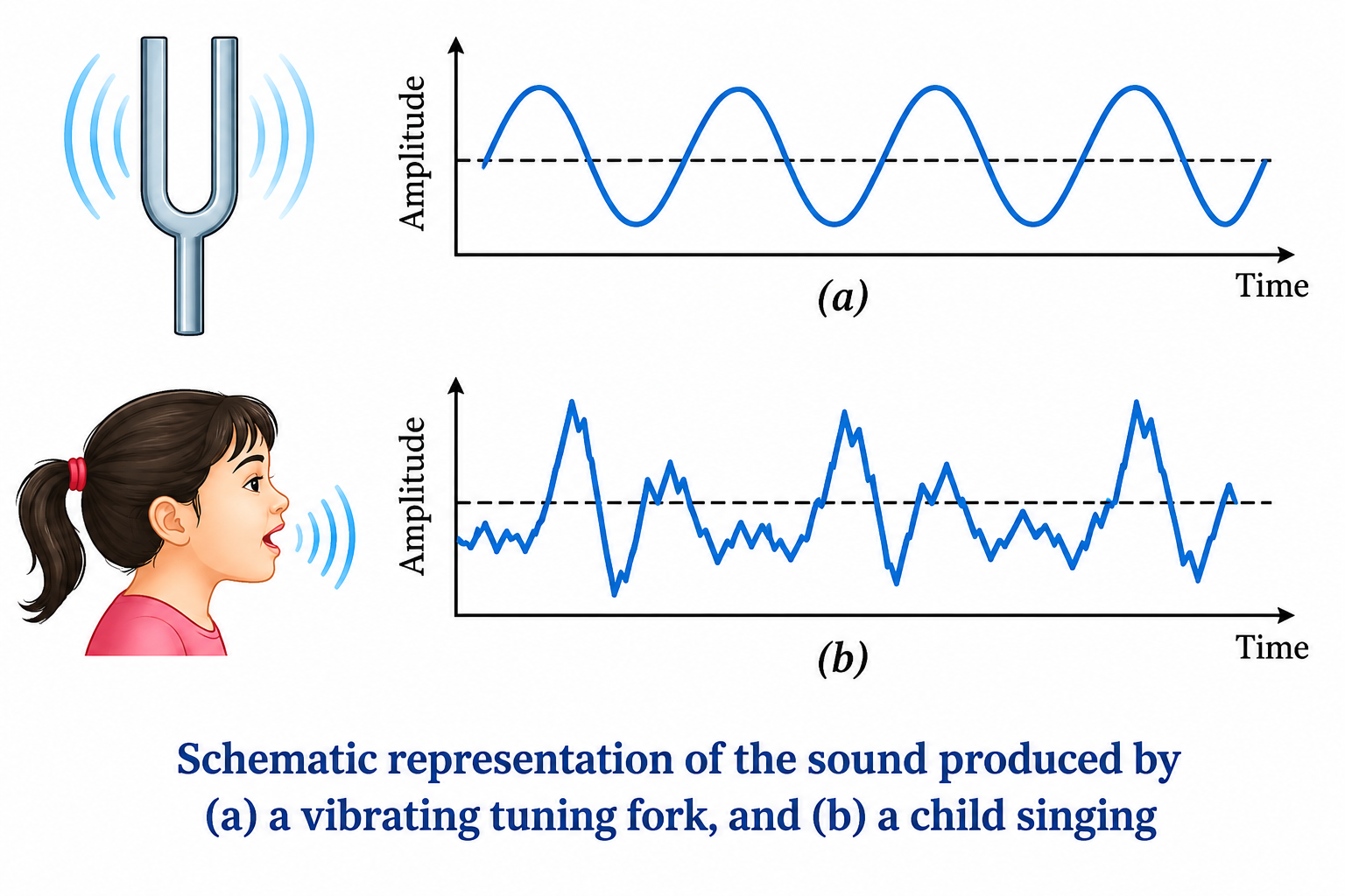 NCERT Figure 10.25: Pure Tone vs Musical Note Waveforms